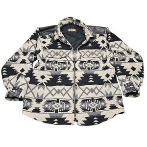 Vintage‎ Easyriders Aztec Jacket Mens Large Black Gray Leather Trim Biker 80s